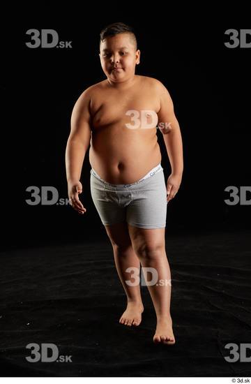 Whole Body Man White Underwear Overweight Walking Studio photo references