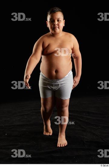 Whole Body Man White Underwear Overweight Walking Studio photo references