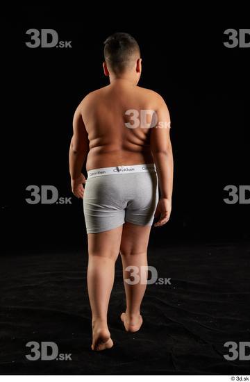 Whole Body Back Man White Underwear Overweight Walking Studio photo references