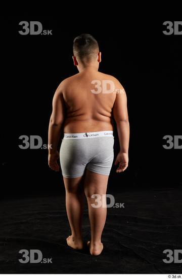 Whole Body Back Man White Underwear Overweight Walking Studio photo references