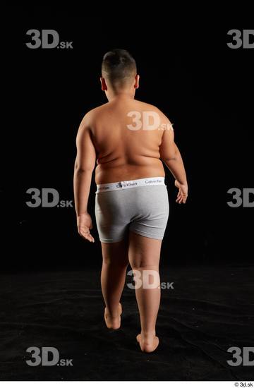 Whole Body Back Man White Underwear Overweight Walking Studio photo references