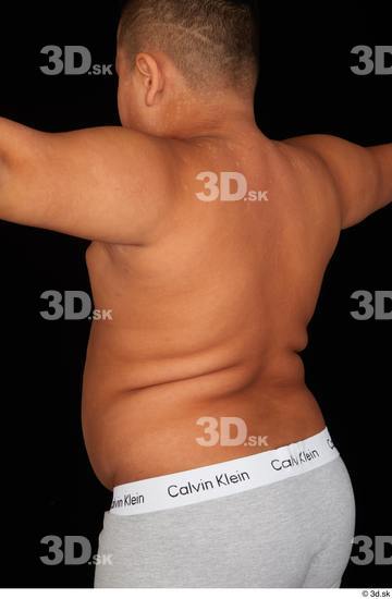 Upper Body Back Man White Underwear Overweight Studio photo references