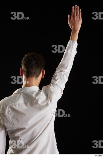 Arm Back Man White Shirt Slim Studio photo references