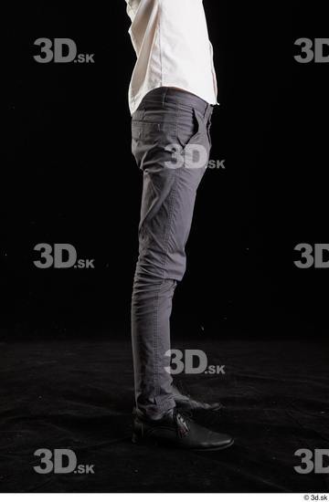 Calf Man White Shoes Trousers Slim Studio photo references