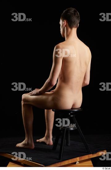 Whole Body Man White Nude Slim Sitting Studio photo references