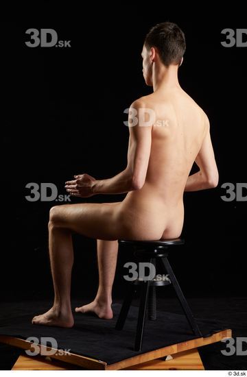 Whole Body Man White Nude Slim Sitting Studio photo references