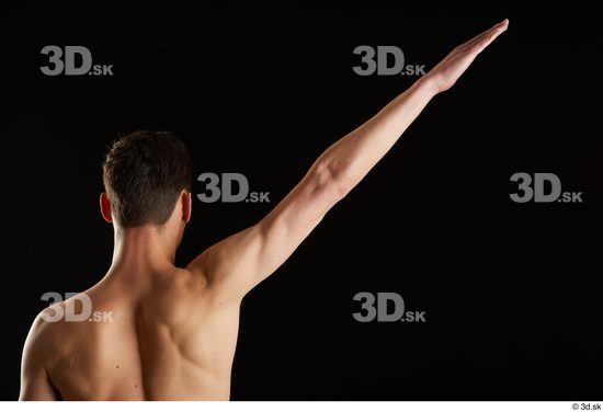 Arm Back Man White Nude Slim Studio photo references