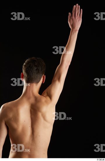 Arm Back Man White Nude Slim Studio photo references