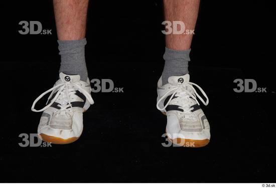 Foot Man White Sports Shoes Slim Studio photo references