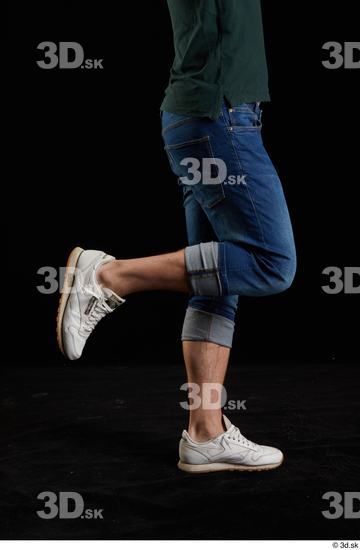 Calf Man White Jeans Slim Studio photo references