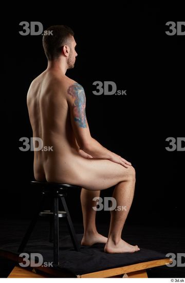 Whole Body Man White Nude Slim Sitting Studio photo references