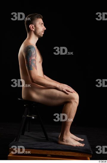 Whole Body Man White Nude Slim Sitting Studio photo references