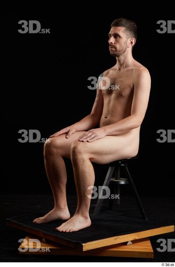 Whole Body Man White Nude Slim Sitting Studio photo references