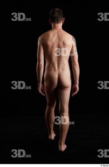 Whole Body Back Man White Nude Slim Walking Studio photo references