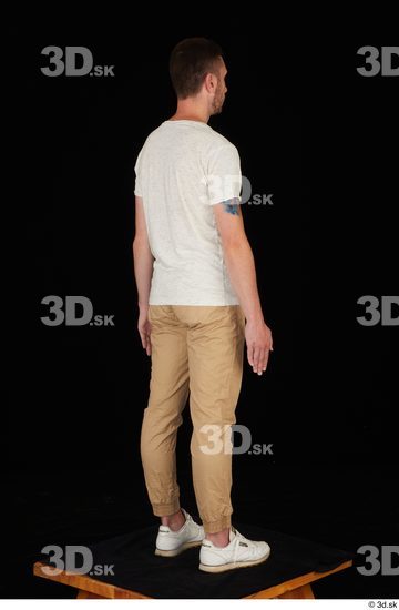 Whole Body Man White Casual Shirt Trousers Slim Standing Studio photo references