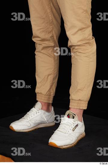 Man White Casual Trousers Slim Studio photo references