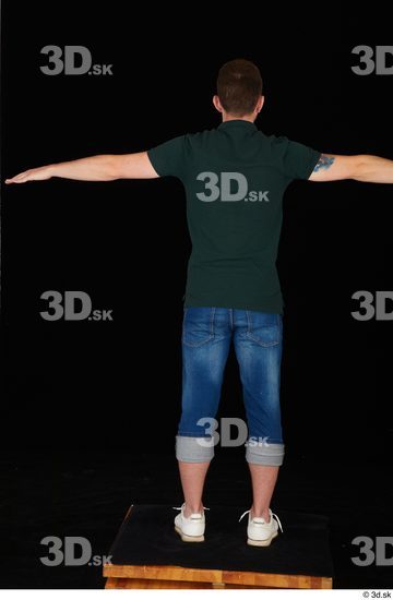 Whole Body Man T poses White Casual Shirt Jeans Slim Standing Studio photo references