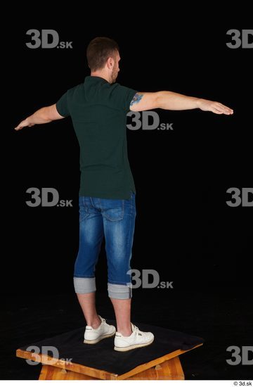 Whole Body Man T poses White Casual Shirt Jeans Slim Standing Studio photo references