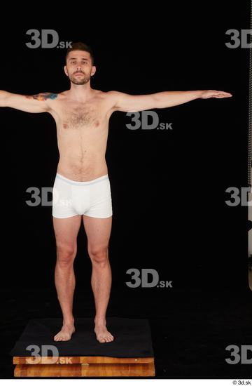 Whole Body Man T poses White Underwear Slim Standing Studio photo references