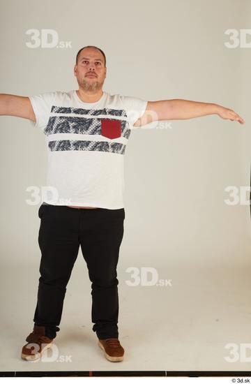 Whole Body Man T poses White Casual Chubby Standing Street photo references