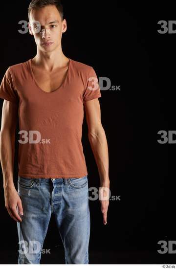 Alessandro Katz  arm brown t shirt casual dressed flexing front view  jpg