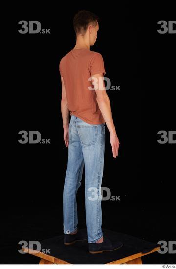 Whole Body Man Casual Shoes Shirt Jeans Slim Standing Studio photo references