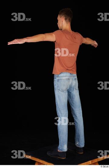 Whole Body Man T poses Casual Shoes Shirt Jeans Slim Standing Studio photo references