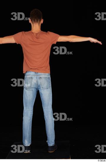 Whole Body Man T poses Casual Shoes Shirt Jeans Slim Standing Studio photo references