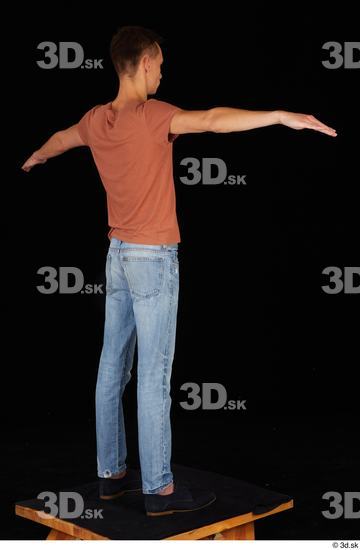 Whole Body Man T poses Casual Shoes Shirt Jeans Slim Standing Studio photo references