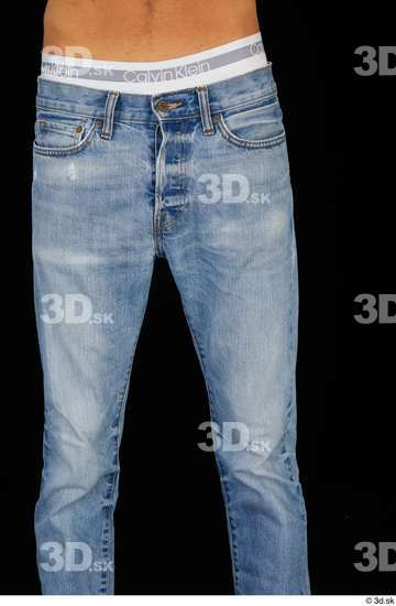 Thigh Man Casual Jeans Slim Studio photo references