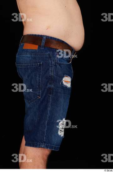 Thigh Man White Casual Jeans Shorts Chubby Studio photo references