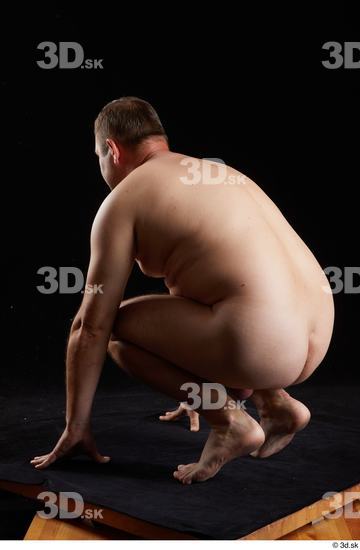 Whole Body Man White Nude Chubby Kneeling Studio photo references