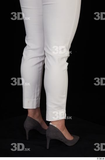 Serina Gomez calf casual dressed grey high heels white trousers  jpg