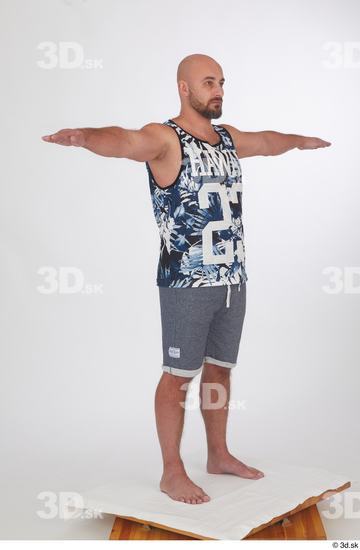 Neeo blue shorts dressed sports standing t poses tank top whole body  jpg