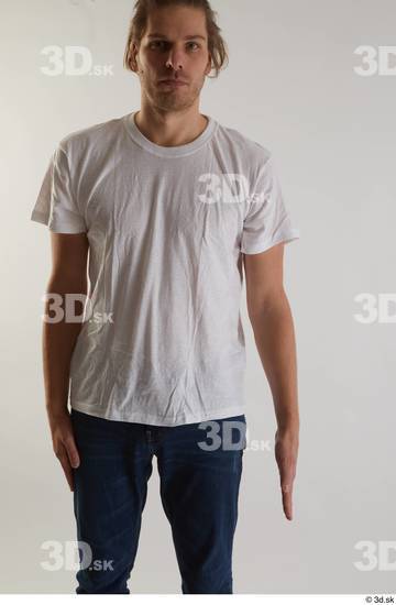 Arm Man White Casual Shirt Slim Studio photo references