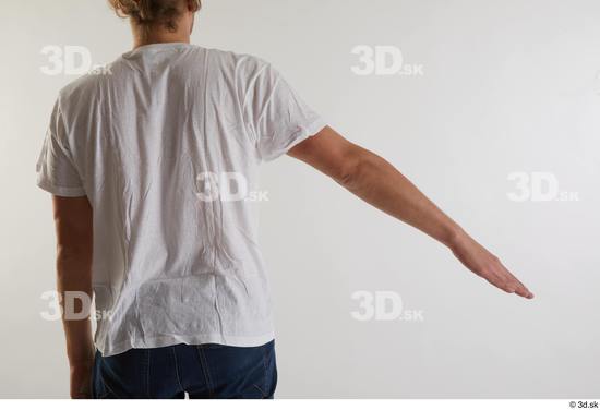 Arm Back Man White Casual Shirt Slim Studio photo references