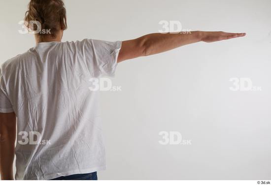 Arm Back Man White Casual Shirt Slim Studio photo references