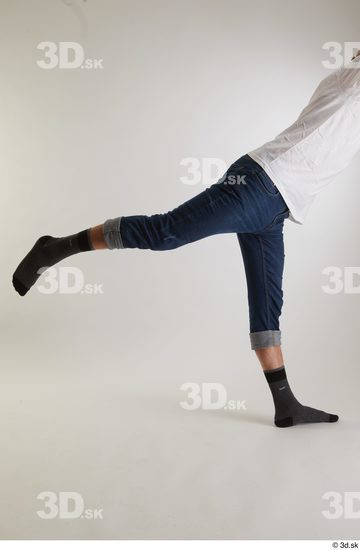 Leg Man White Casual Jeans Slim Studio photo references