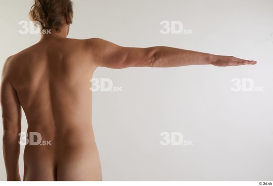 Arm Back Man White Nude Slim Studio photo references