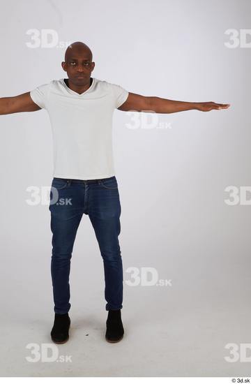 Whole Body Man T poses Black Casual Slim Standing Street photo references