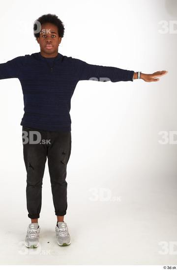 Whole Body Man T poses Black Casual Slim Standing Street photo references