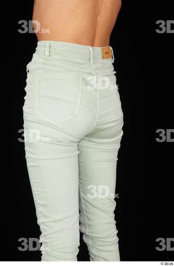 Thigh Bottom Woman White Casual Jeans Slim Studio photo references