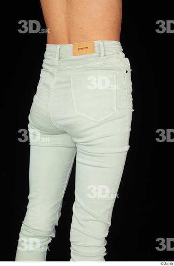 Thigh Bottom Woman White Casual Jeans Slim Studio photo references