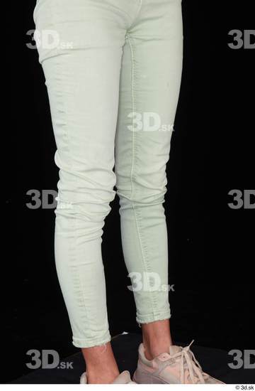 Calf Woman White Casual Jeans Slim Studio photo references