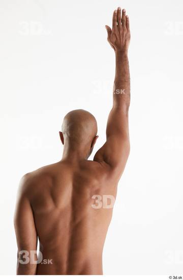 Arm Back Man Black Nude Slim Studio photo references