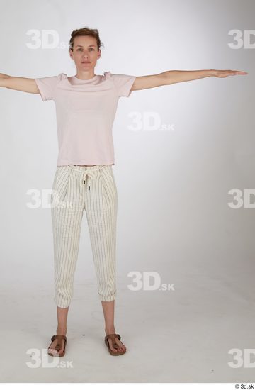 Whole Body Woman T poses White Casual Slim Standing Street photo references