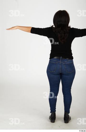 Whole Body Woman T poses Black Casual Chubby Standing Street photo references