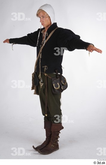 Whole Body Man T poses White Historical Costume photo references