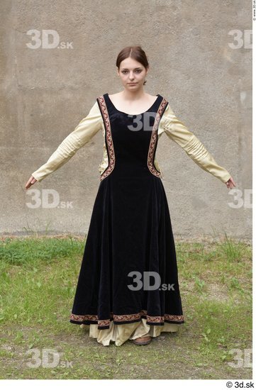 Whole Body Woman White Historical Dress Costume photo references