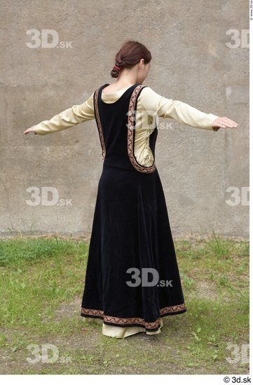 Whole Body Woman T poses White Historical Shirt Dress Costume photo references